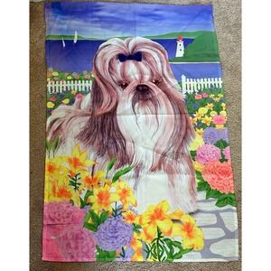 Toland Home 2001 Shih Tzu & Lighthouse Garden Flag. 36.5 L By 25" W